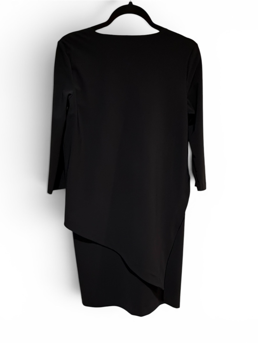 Porto Sz S Shark Dress Asymmetrical Lines Oval Neck 3/4 Sleeves Modern | NWT - Picture 2 of 5
